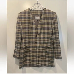 LeSuit‎ Blazer Plaid Blazer Jacket Career Womens Size 10